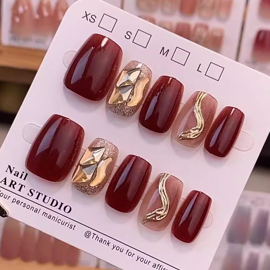 2025 Handmade Champagne Fireworks Cat Eye Nails - Product image 2