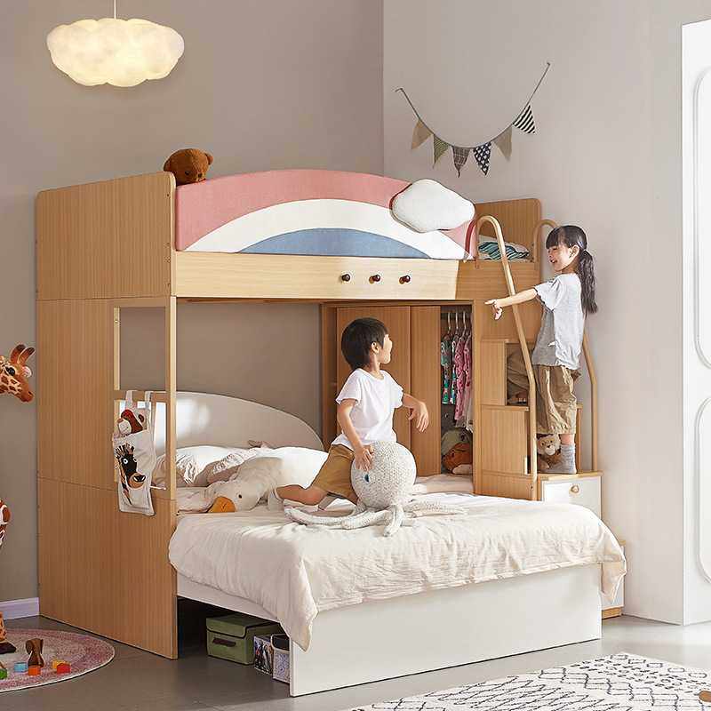 新款直销多功能组合高低床交错式上下带衣柜一体双层床小户型儿童,住宅家具,高低/子母床,淘宝优惠券,粉丝福利购,淘宝优惠卷