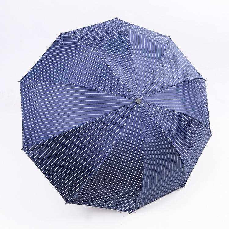 新款直销三折10骨加大黑胶伞 时尚条纹格子雨伞 防紫外线太阳伞