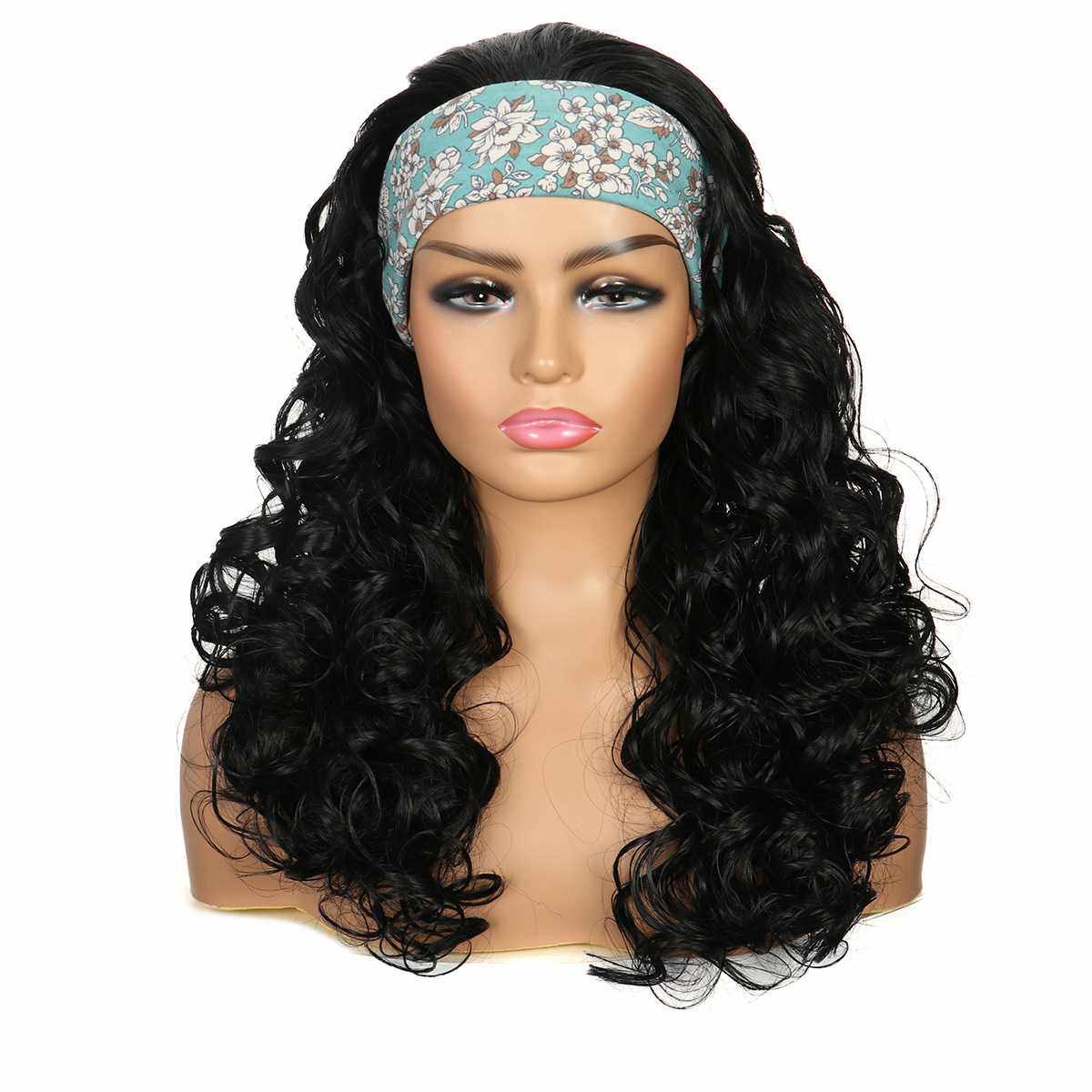 新款直销头带假发亚马逊爆款欧美假发 女黑色中长头带卷头发化纤,美发护发/假发,演出假发,淘宝优惠券,粉丝福利购,淘宝优惠卷