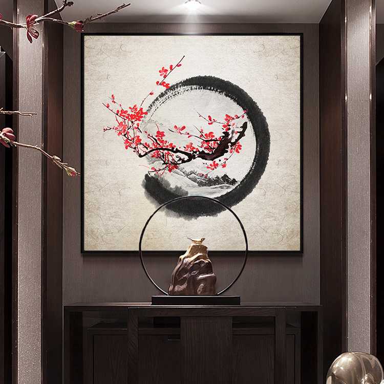 新款直销直销荷花新中式装饰画客厅现代走廊餐厅沙发背景挂画货源图片