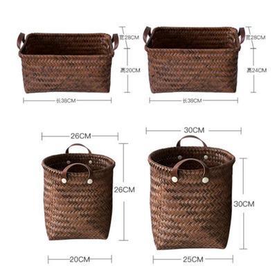 新款直销仿藤编织收纳筐户外郊游野餐藤筐手工编织手提脏衣篮藤编