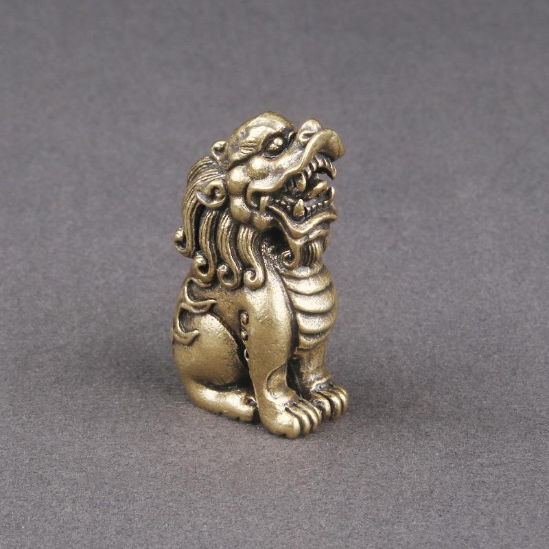 新款直销复古黄铜瑞兽狻猊桌面摆件朝天吼铜雕工艺品文玩茶宠摆饰
