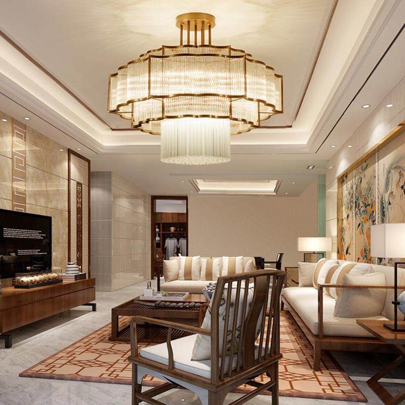 新款直销新中式吊灯大气客厅水晶灯具餐厅饭店包厢酒店别墅复式楼