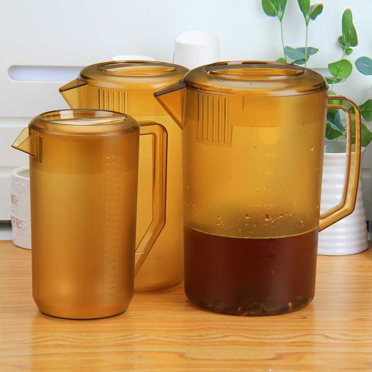 新款直销茶色磨砂塑料水壶奶盖壶食品级PC冷水壶刻度奶茶店果汁壶