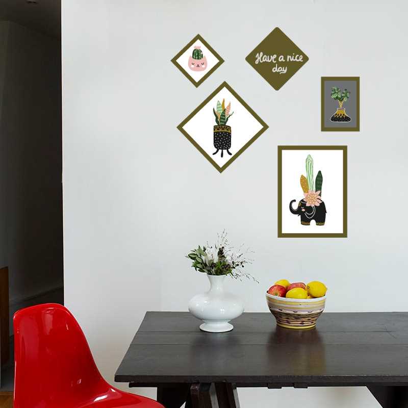 新款直销新款SK7118 植物盆栽仙人球仿真相框墙贴 客厅卧室背景装