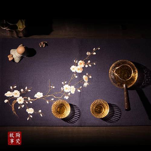 新款直销棉麻茶旗手工夏布茶席桌旗干泡席日式茶道茶布艺定制