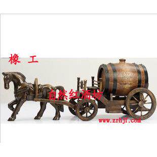 新款直销5L四轮马拉车马车橡木桶 赠送佳品 橡木红酒桶 全橡木 装