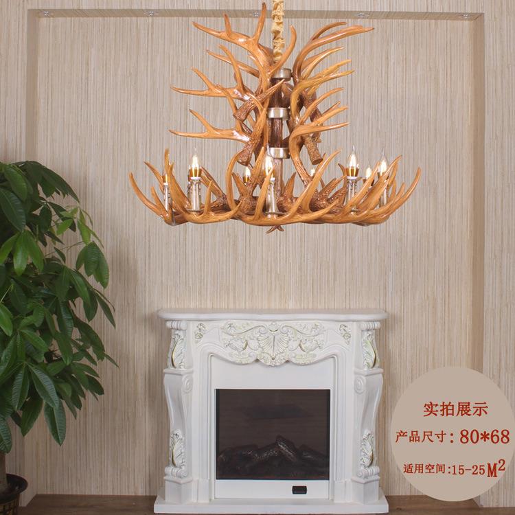 新款直销酒吧酒店餐厅咖啡厅复古工业风鹿角吊灯 树脂鹿角灯跨境