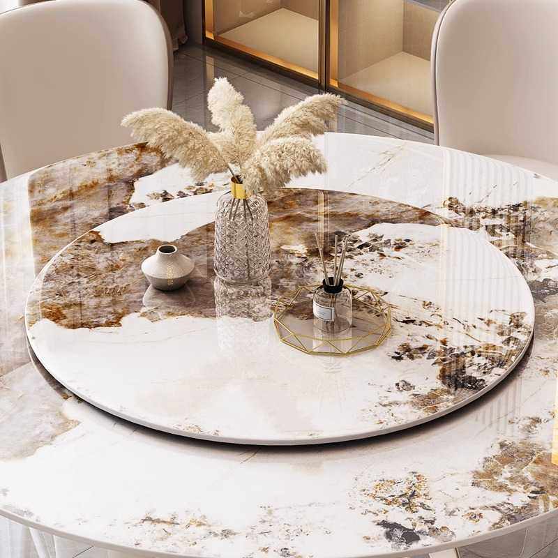 新款直销意式极简亮光岩板餐桌椅组合现代简约圆桌自带转盘圆形吃,住宅家具,岩板餐桌,淘宝优惠券,粉丝福利购,淘宝优惠卷