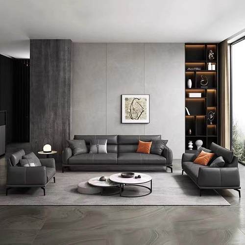 新款直销重庆意式沙发办公室会客商务接待简约现代休闲区沙发茶几