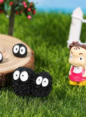 新款直销微景观摆件黑炭小黑煤球灰尘精灵卡通动物摆件树脂小摆件