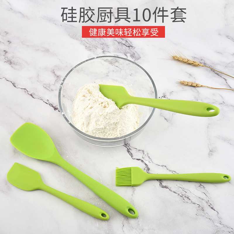 新款直销硅胶厨具套装 烹饪勺铲10件套烘培烧烤烹饪铲勺厨房用具8