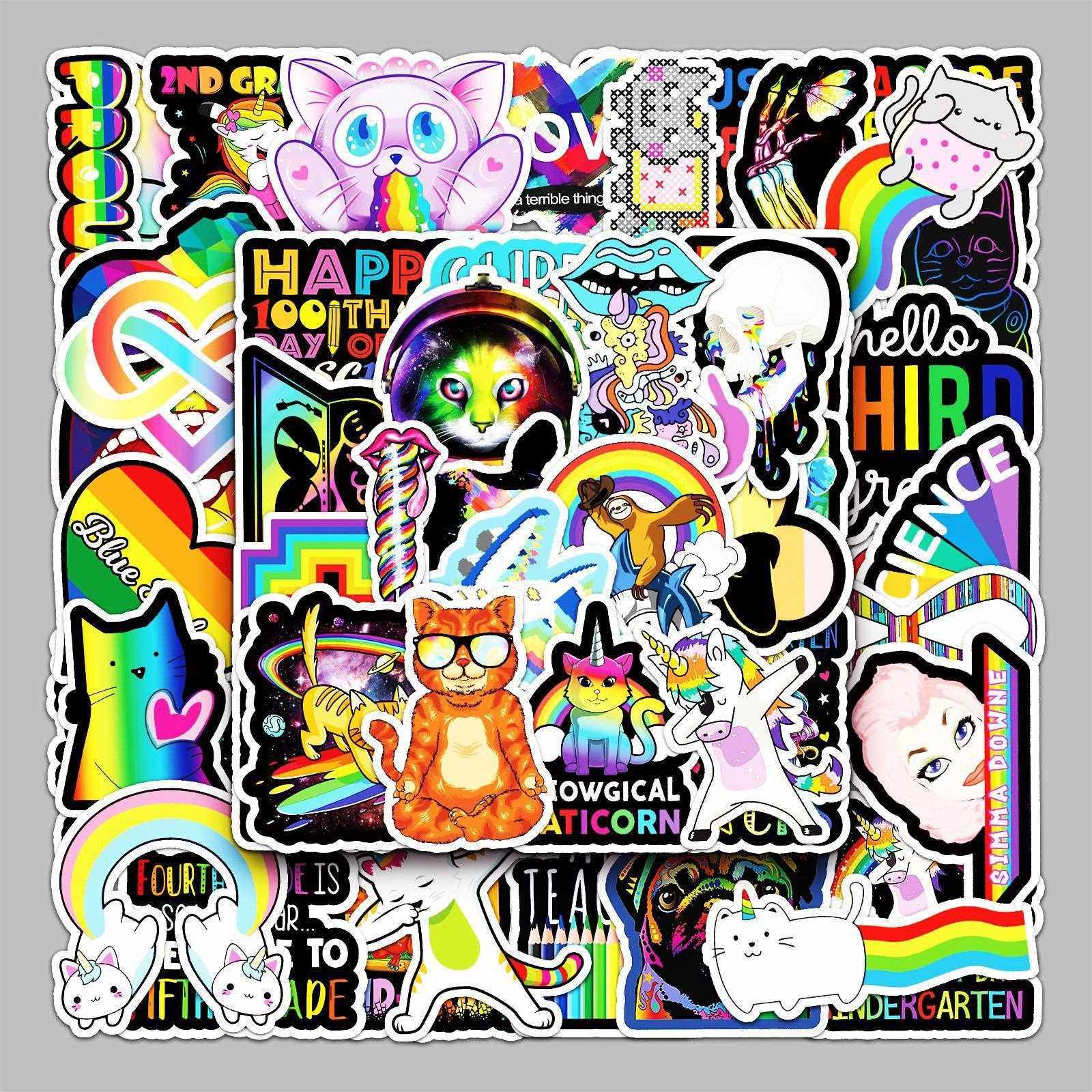 新款直销50张彩色系个性卡通涂鸦创意行李箱笔记本电脑滑板车汽车