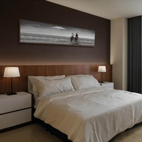 新款直销浪漫时光 温馨卧室风景摄影床头壁画海景沙滩人物挂画黑