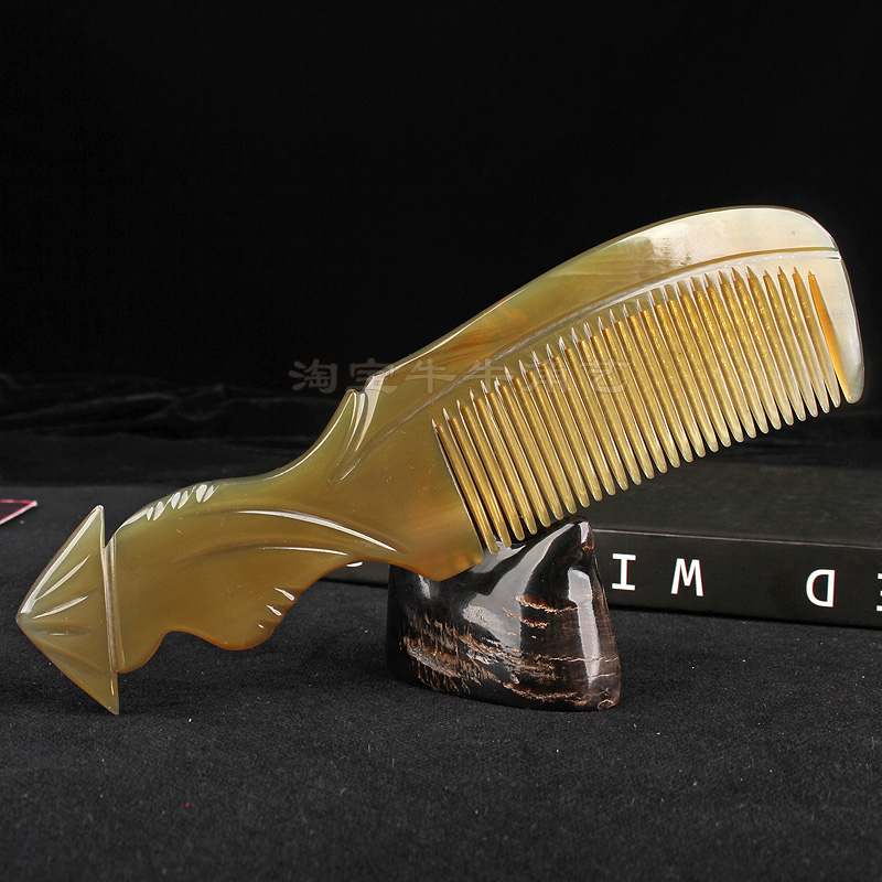正品牦牛角梳子加厚男士女士长发护专用梳白水牛角脱发静电家用防