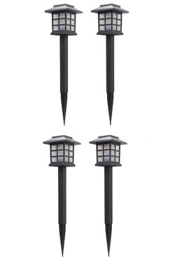4Pcs Led Solar Pathway Lights Lawn Palace Lantern Waterproof