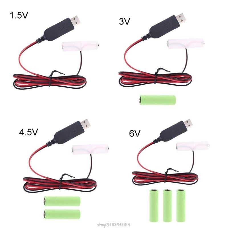 LR6 AA Battery Eliminator 2m USB Power Supply Cable Replace