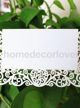 25pcs White Table Place Cards Vine Cut Name Number Wedding