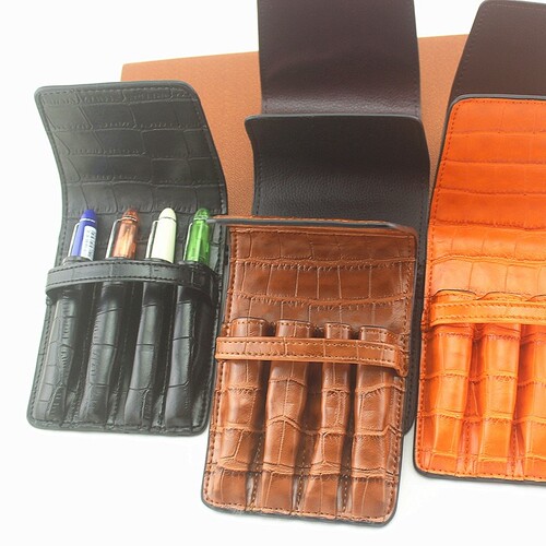 Handmade Leather Pen Case Pencil Bag Fountain Sleeve Bag Vi