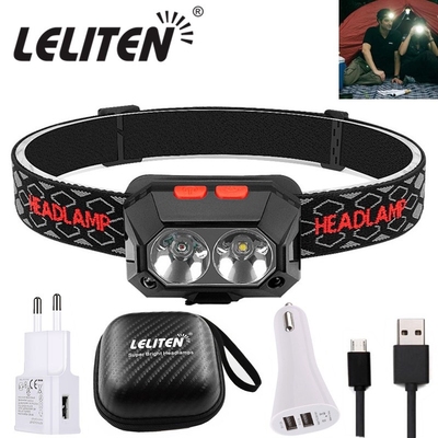 With Built in battery USB Rechargeable Led Headlamp Red lig