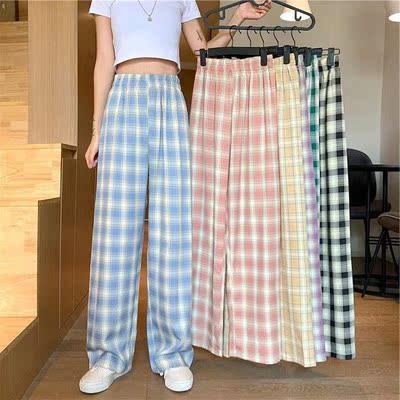 Plus Size New Korean Style Plaid Pants Spring Fashion Autumn