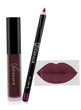 Hot sale Matte Liquid Lip Stick + Lips Pencil Makeup Kit