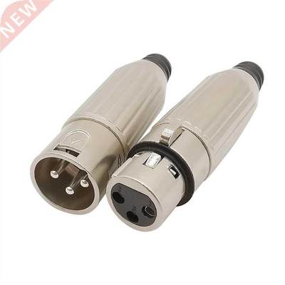 2Pcs 3 Pin XLR Male Female Connector Plug Metal XLR Audio Sp