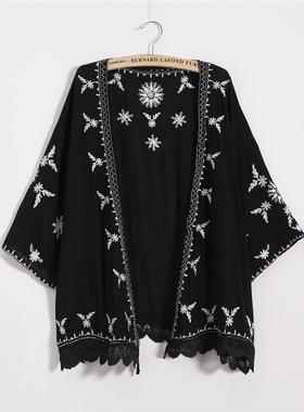 Women Embroidery Kimono Cardigan 2021 Boho Fashion Summer Sh