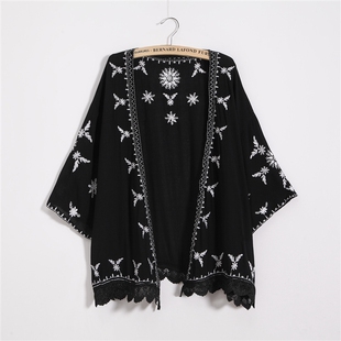 Women Embroidery Kimono Cardigan 2021 Boho Fashion Summer Sh