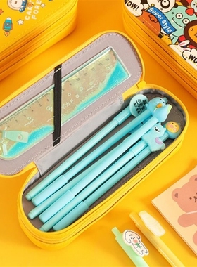 Portable canvas Pencil Case School Supplies Storage Bag Doub