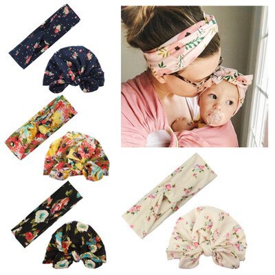 2Pc/Set Mother Baby Turban Mom And Me Matching Headband Mom