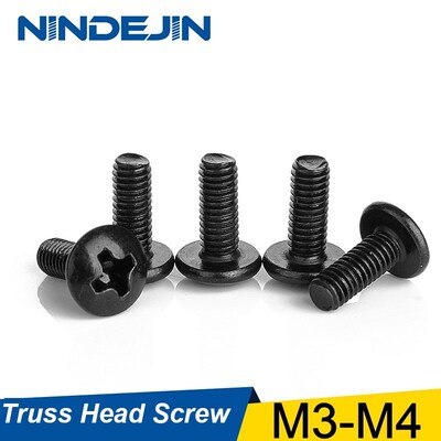 NINDEJIN 30/40Pcs M3 M4 TM Screws Phillips Truss Mushroom He
