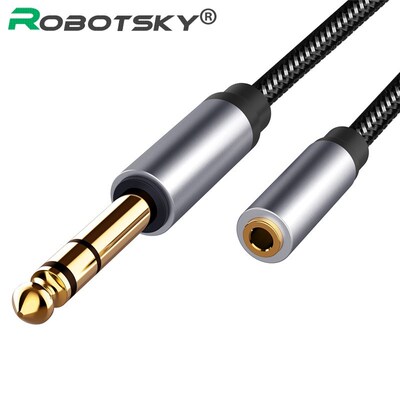 6.5mm Male to 3.5mm Female Audio AUX Cable Headset Micropho