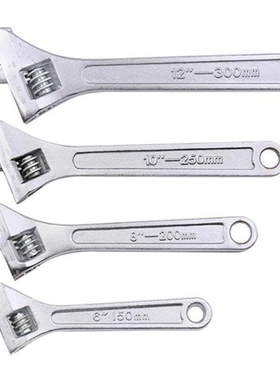 4 Piece Adjustable Wrench Set, Forged, Heat Treated, Chrome
