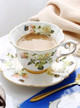 Fine Bone China Coffee Cup Sets White Rose Ceramic Tea Cups