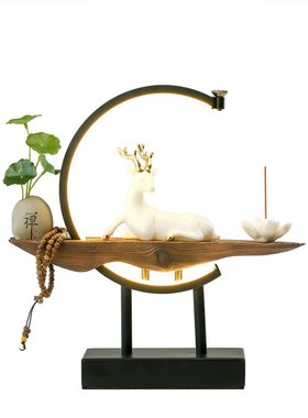 Quemador de incienso de reflujo de ciervo blanco, soporte de