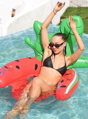 Summer Iatable Pool Lounger Floats Pineapple Backrest