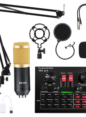 Podcast Equipment MIC BM 800 Microfone with V8 Pro Sound Car