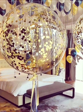 1pcs Giant 36inch Transparent Latex Balloon+Confetti Wedding