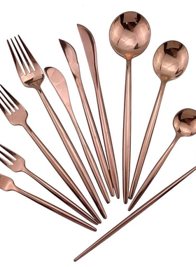 New Rose Gold Cutlery Set Wedding Dinnerware Set Forks Knive