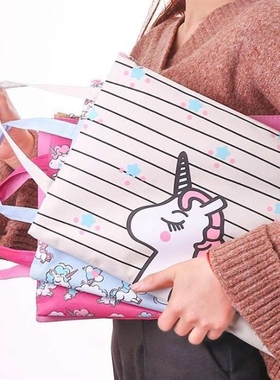 2020 New Kawaii Unicorn Waterproof Canvas A4 File Folder Ba