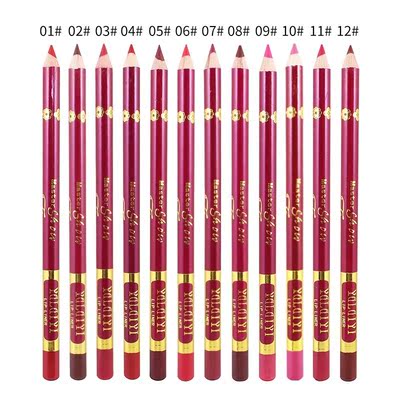 Hot Selling Wood Twelve Color Lip Liner Makeup Waterproof L