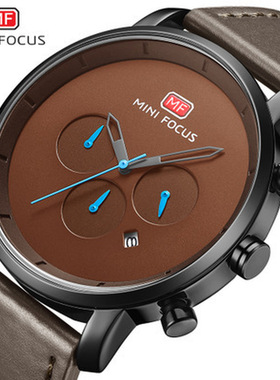 Men's waterproof belt Watch个性多功能六针男士石英手