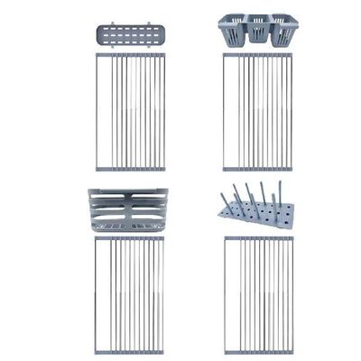 Foldable Dish Drying Rack With Utensil Holder Multi Roll Up