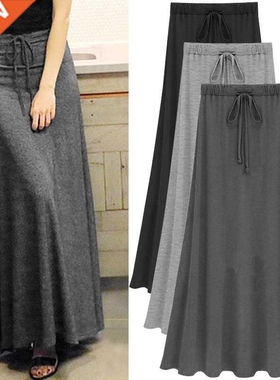 Womens Elastic Waist A-line Skirts Hip Slim Long Loose Shed