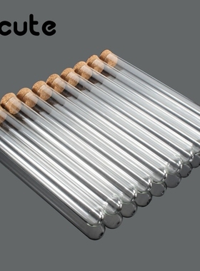 Kicute 10pcs/pack Lab Glass Test Tube With Cork Stoppers 15x