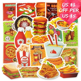 50Pcs Delicious Food Stickers For Suitcase Skateboard Lapto