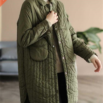 Abrigo holgado informal pa mujer, camisa acolchada de algo