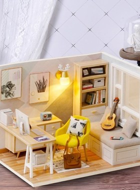 DIY Doll House Study Room Toys Kit Princess Handmade Assembl